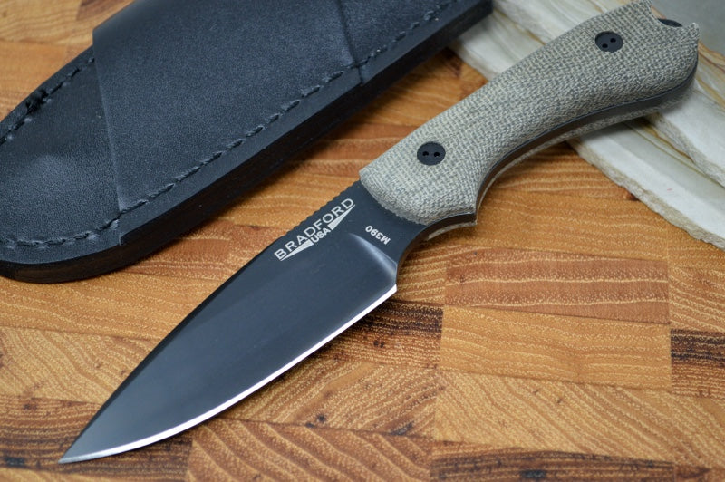 Bradford Knives Guardian 3 - 3D OD Green Micarta Handle / M390 Blade / False Flat Grind 3FE-102B-M390