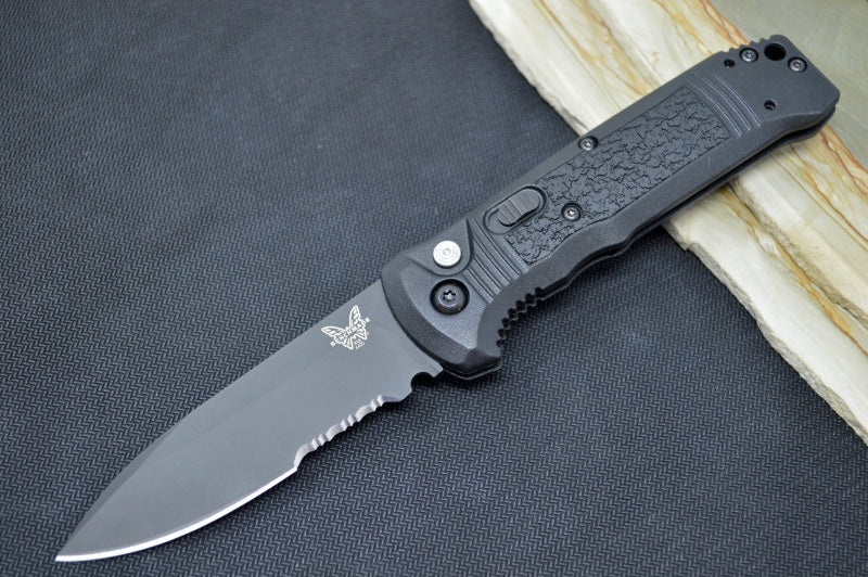 Benchmade 4400SBK Automatic Knife - Black Partial Serrated Blade / CPM-S30V Steel / Black Grivory Handle
