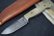 Bradford Knives Guardian 4.5 - 3D OD Green Micarta Handle / Nimbus Finish / Elmax Blade / Sabre Grind 4.5S-102N-ELMAX - Northwest Knives