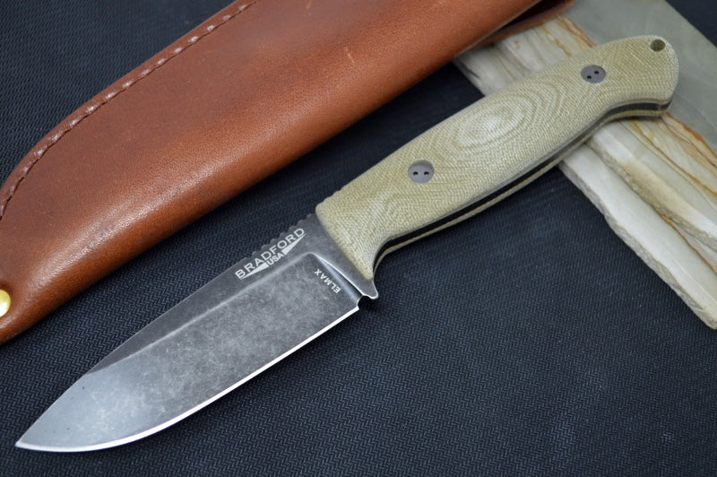 Bradford Knives Guardian 4.5 - 3D OD Green Micarta Handle / Nimbus Finish / Elmax Blade / Sabre Grind 4.5S-102N-ELMAX - Northwest Knives