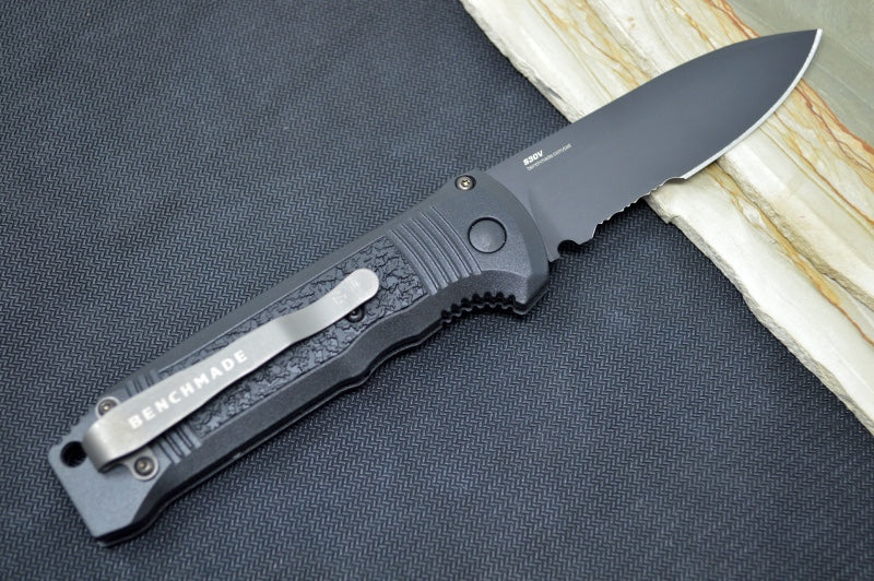 Benchmade 4400SBK Automatic Knife - Black Partial Serrated Blade / CPM-S30V Steel / Black Grivory Handle