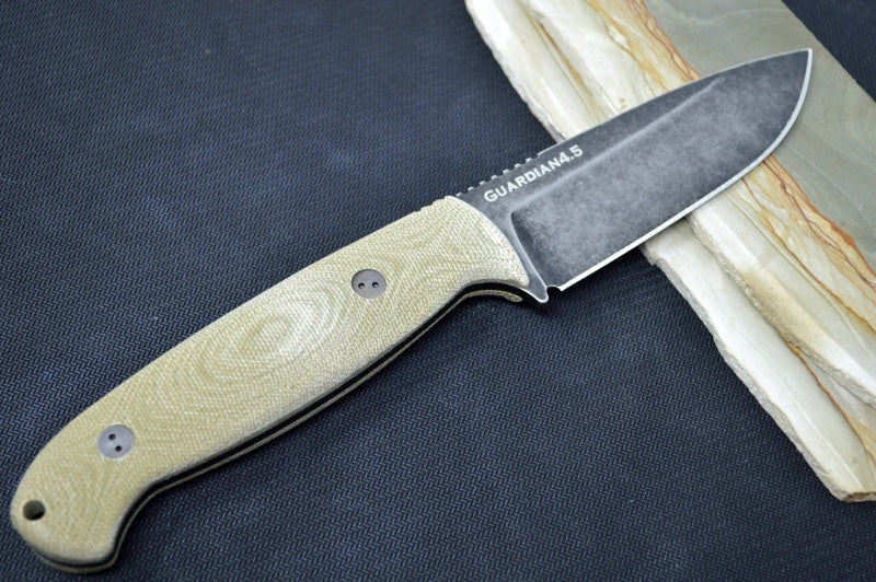 Bradford Knives Guardian 4.5 - 3D OD Green Micarta Handle / Nimbus Finish / Elmax Blade / Sabre Grind 4.5S-102N-ELMAX