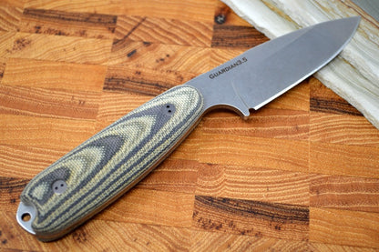 Bradford Knives Guardian 3.5 - 3D Camo Micarta Handle / Stonewash M390 Blade / Sabre Grind 3.5S-109-M390
