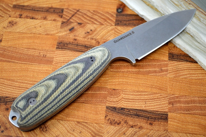 Bradford Knives Guardian 3.5 - 3D Camo Micarta Handle / Stonewash M390 Blade / Sabre Grind 3.5S-109-M390 - Northwest Knives