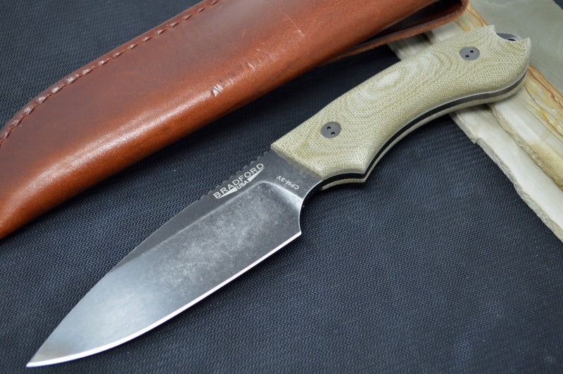 Bradford Knives Guardian 4 - 3D OD Green Micarta Handle / CPM-3V Blade / Sabre Grind / Nimbus Finish 4S-102N-3V