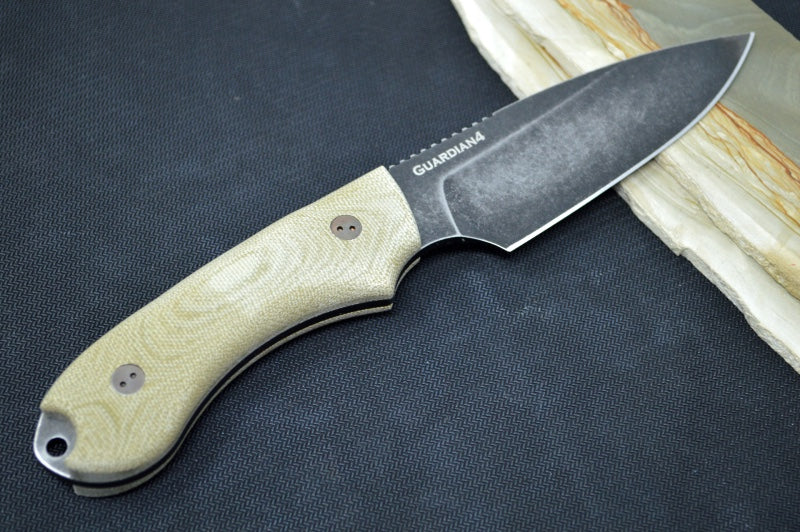 Bradford Knives Guardian 4 - 3D OD Green Micarta Handle / CPM-3V Blade / Sabre Grind / Nimbus Finish 4S-102N-3V - Northwest Knives