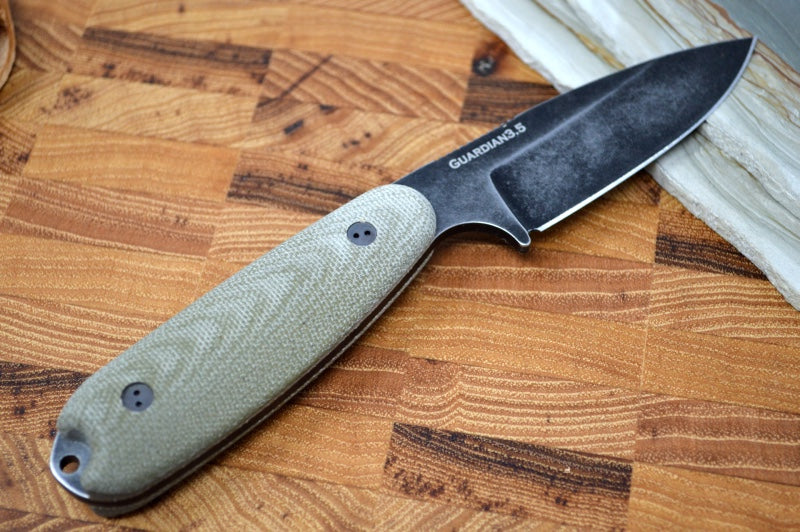 Bradford Knives Guardian 3.5 - 3D OD Green Micarta Handle / Nimbus M390 Blade / Sabre Grind 3.5S-102N-M390