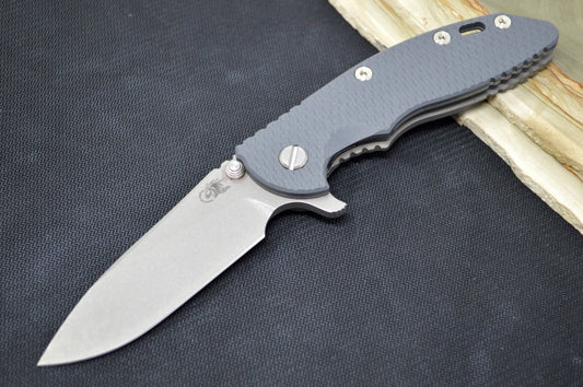 Rick Hinderer Knives XM-18 - Tri Way Pivot- 3.5" Slicer Blade / Working Finish / Grey G-10 Handle