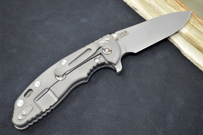 Rick Hinderer Knives XM-18 - Tri Way Pivot- 3.5" Slicer Blade / Working Finish / Grey G-10 Handle