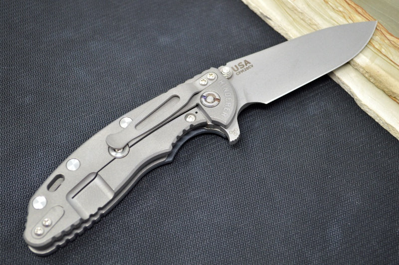 Rick Hinderer Knives XM-18 - Tri Way Pivot- 3.5" Slicer Blade / Working Finish / Grey G-10 Handle - Northwest Knives