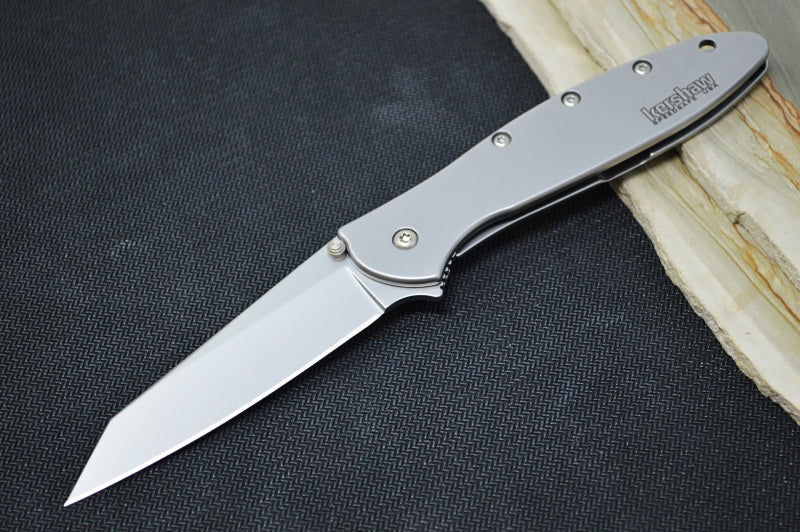Kershaw 1660R Leek Flipper - Satin Reverse Tanto Blade / Stainless Steel Handle - Northwest Knives