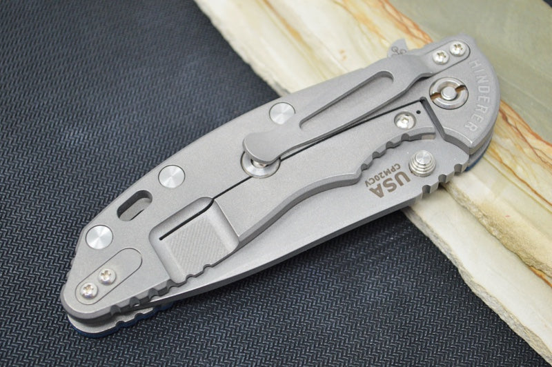 Rick Hinderer Knives XM-18 - Tri Way Pivot- 3.5" Slicer Blade / Working Finish / Blue & Black G-10 Handle - Northwest Knives