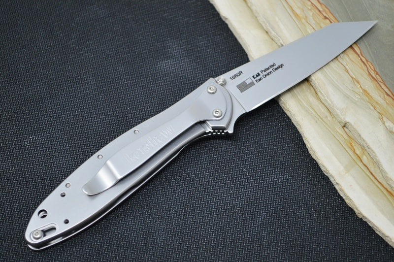 Kershaw 1660R Leek Flipper - Satin Reverse Tanto Blade / Stainless Steel Handle - Northwest Knives