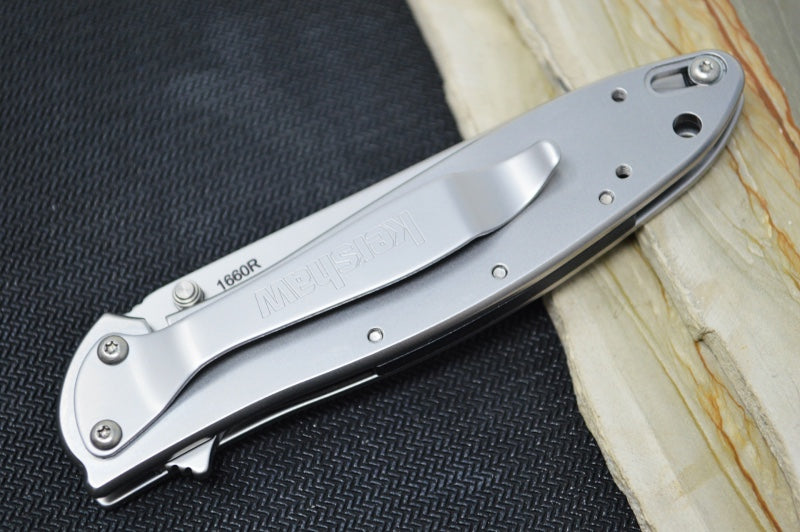 Kershaw 1660R Leek Flipper - Satin Reverse Tanto Blade / Stainless Steel Handle