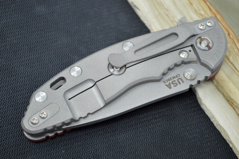 Rick Hinderer Knives XM-18 - Tri Way Pivot- 3.5" Slicer Blade / Working Finish / Red G-10 Handle