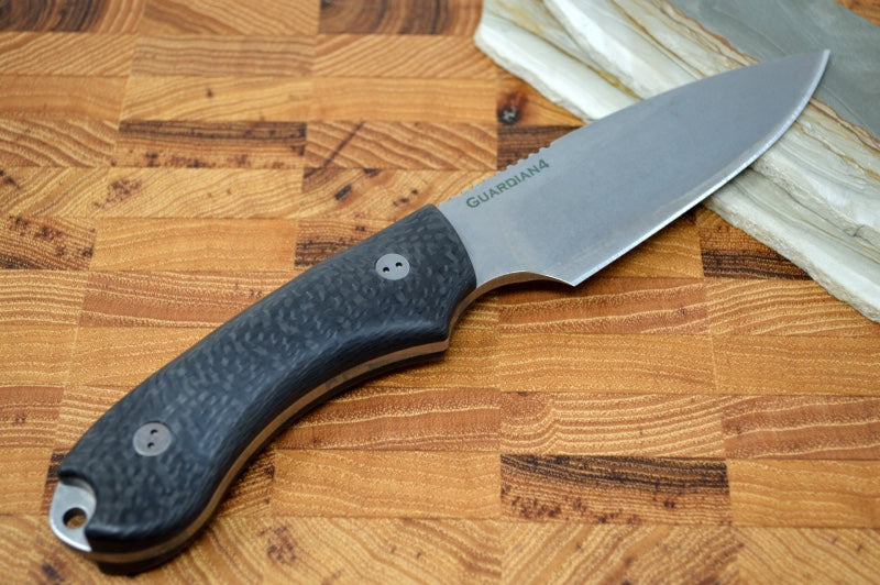 Bradford Knives Guardian 4 - 3D Black Carbon Fiber Handle / M390 Blade / Sabre Grind 4S-116-M390