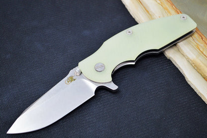 Rick Hinderer Knives Jurassic - Tri-Way Pivot - Stonewash Finish / Jade G-10 Handle