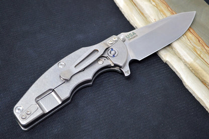 Rick Hinderer Knives Jurassic - Tri-Way Pivot - Stonewash Finish / Jade G-10 Handle