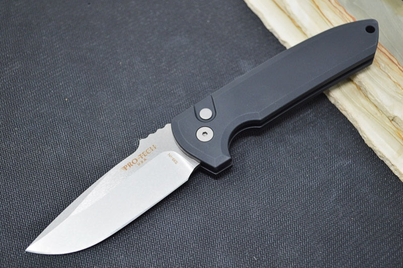 Pro Tech Rockeye Auto - Black Aluminum Handle / Stonewash CPM-S35VN Blade LG301