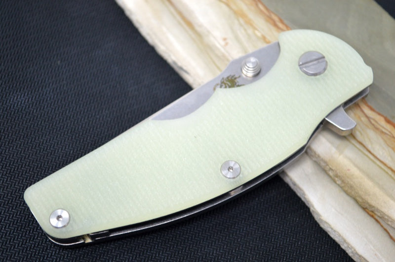 Rick Hinderer Knives Jurassic - Tri-Way Pivot - Stonewash Finish / Jade G-10 Handle