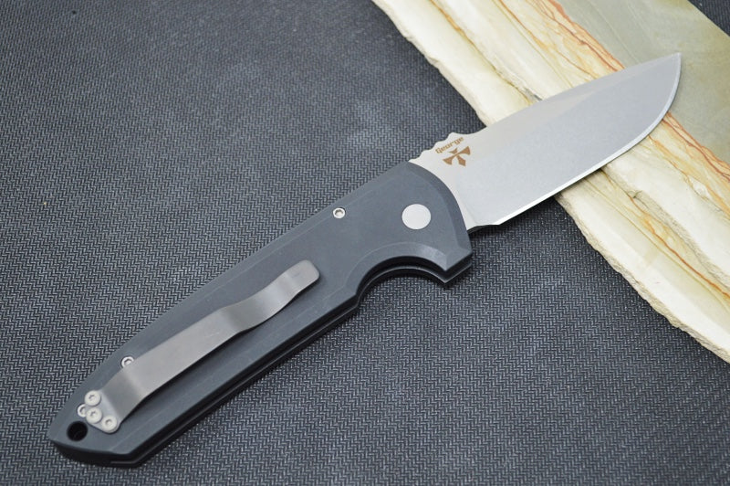 Pro Tech Rockeye Auto - Black Aluminum Handle / Stonewash CPM-S35VN Blade LG301