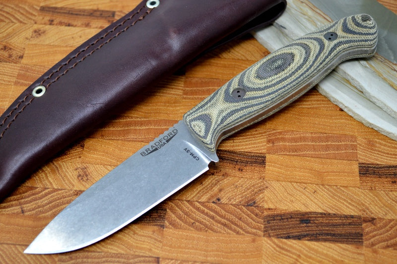 Bradford Knives Guardian 4.5 - 3D Camo Micarta Handle / Stonewash CPM-3V Blade / Sabre Grind 4.5S-109-3V