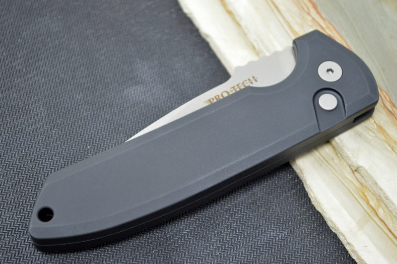 Pro Tech Rockeye Auto - Black Aluminum Handle / Stonewash CPM-S35VN Blade LG301