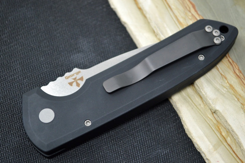 Pro Tech Rockeye Auto - Black Aluminum Handle / Stonewash CPM-S35VN Blade LG301