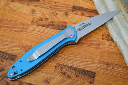 Kershaw 1660TEAL Leek Flipper - Stonewash 14C28N Blade / Teal Aluminum Handle