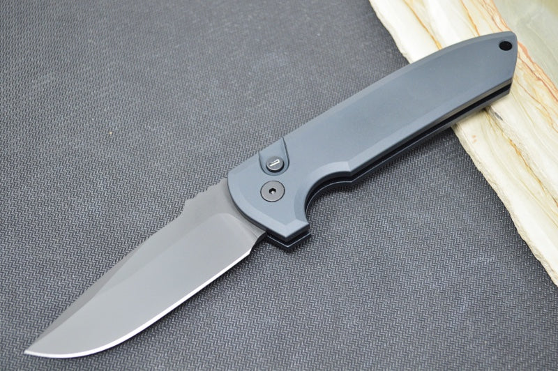 Pro Tech Rockeye OPERATOR Auto - Black Aluminum Handle / Tritium Push Button / Black CPM-S35VN Blade LG303-OPERATOR