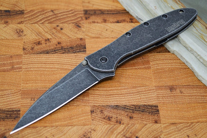 Kershaw 1660BLKW Leek Flipper - Blackwash 14C28N Blade / Blackwash Stainless Steel Handle