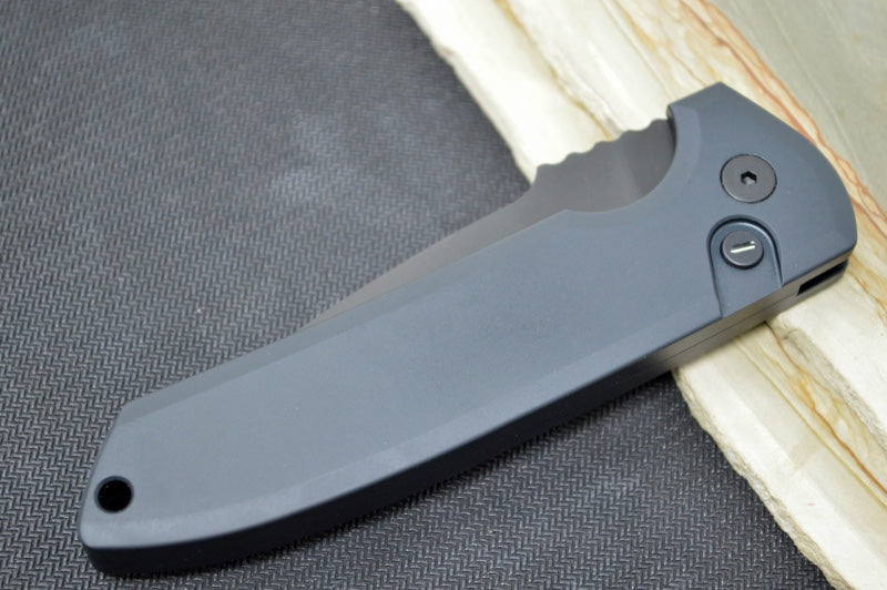 Pro Tech Rockeye OPERATOR Auto - Black Aluminum Handle / Tritium Push Button / Black CPM-S35VN Blade LG303-OPERATOR - Northwest Knives