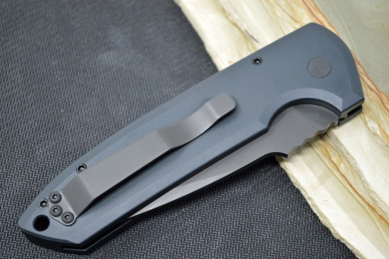 Pro Tech Rockeye OPERATOR Auto - Black Aluminum Handle / Tritium Push Button / Black CPM-S35VN Blade LG303-OPERATOR - Northwest Knives
