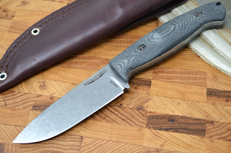 Bradford Knives Guardian 4.5 - 3D Black Micarta Handle / Stonewash CPM-3V Blade / Sabre Grind