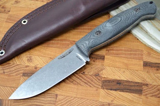 Bradford Knives Guardian 4.5 - 3D Black Micarta Handle / Stonewash CPM-3V Blade / Sabre Grind 4.5S-101-3V
