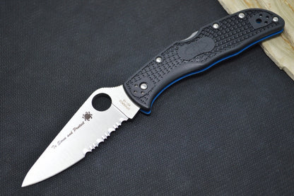 Spyderco Endela Thin Blue Line Edition - Black FRN Handle / Satin PS Blade / VG-10 Steel - C243FPSBKBL