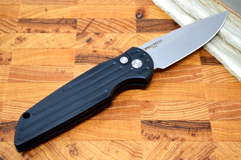 Pro Tech Tactical Response 3 Auto LEFT HANDED -Black Handle -Stonewash Blade TR-3L-1