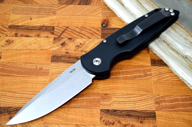 Pro Tech Tactical Response 3 Auto LEFT HANDED -Black Handle -Stonewash Blade TR-3L-1