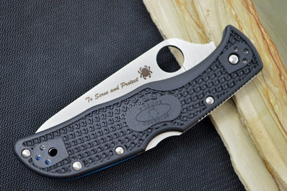 Spyderco Endela Thin Blue Line Edition - Black FRN Handle / Satin PS Blade / VG-10 Steel - C243FPSBKBL