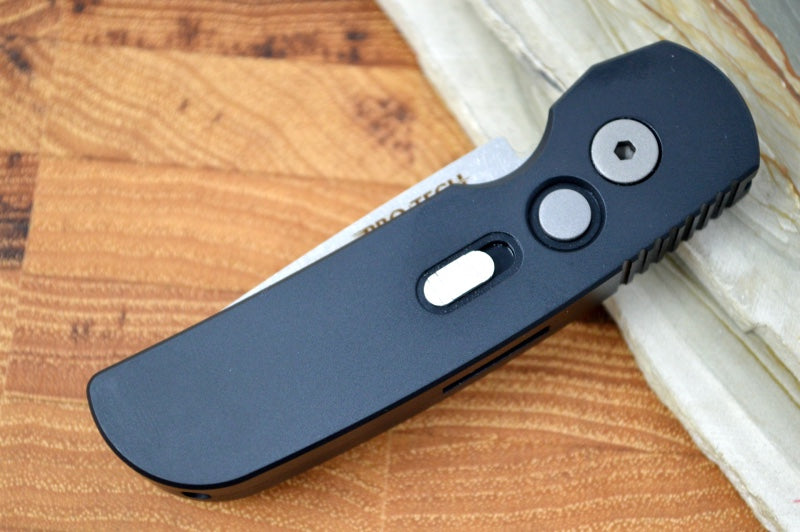 Pro Tech Calmigo Auto - Black Aluminum Handle - Stonewash Plain Edge Blade 2201-SW