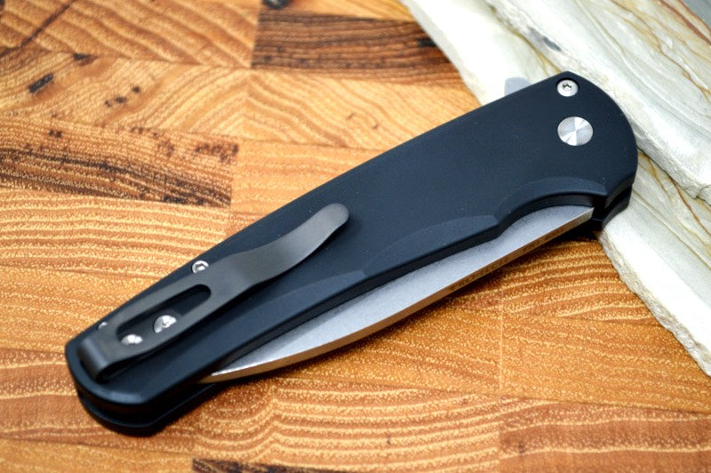 Pro Tech Malibu - Stonewash 20CV blade / Black Aluminum Handle 5101 - Northwest Knives