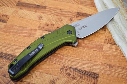 Kershaw Link 1776OLSW - Stonewashed 20CV Blade / Olive Green Aluminum Handle