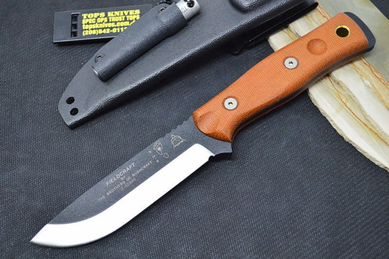 Tops BOB Fieldcraft - 1095 Steel / Tan Micarta Handle / Kydex Sheath BROS-01