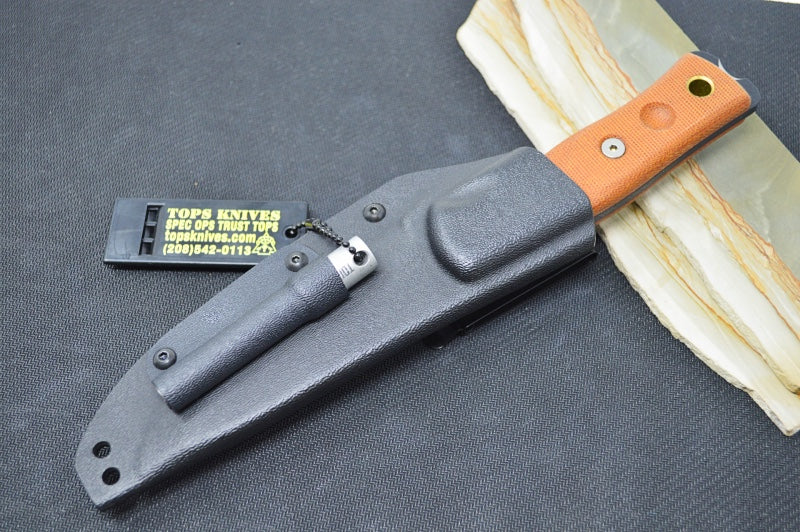 Tops BOB Fieldcraft - 1095 Steel / Tan Micarta Handle / Kydex Sheath BROS-01