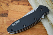 Kershaw 1620SWBLK Scallion Flipper - Stonewash 420HC Blade / Black Aluminum Handle - Northwest Knives