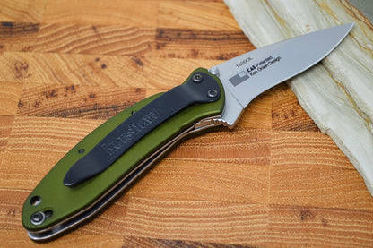 Kershaw 1620OL Scallion Flipper - Satin 420HC Blade / Olive Green Aluminum Handle