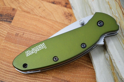 Kershaw 1620OL Scallion Flipper - Satin 420HC Blade / Olive Green Aluminum Handle