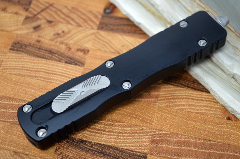 Microtech Dirac Delta OTF - Black Finish / Full Serrated Dagger Blade / Black Aluminum Handle 227-12