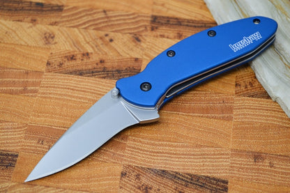 Kershaw 1620NB Scallion Flipper - Satin 420HC Blade / Blue Aluminum Handle