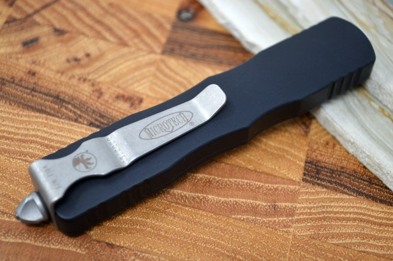 Microtech Dirac OTF - Apocalyptic Finish / Full Serrated Dagger Blade / Black Aluminum Handle 225-12AP